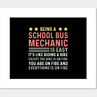 Funny School Bus Mechanic Technician Posters and Art